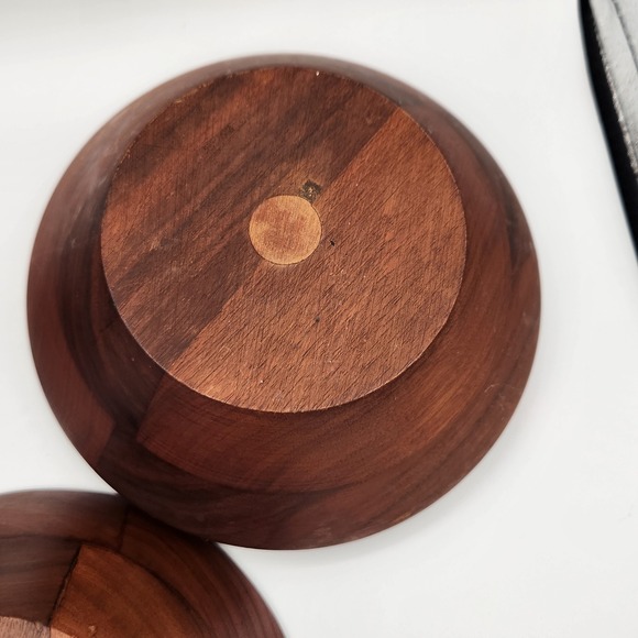 Vintage Walnut Wood Salad Bowls set of five - Picture 11 of 12